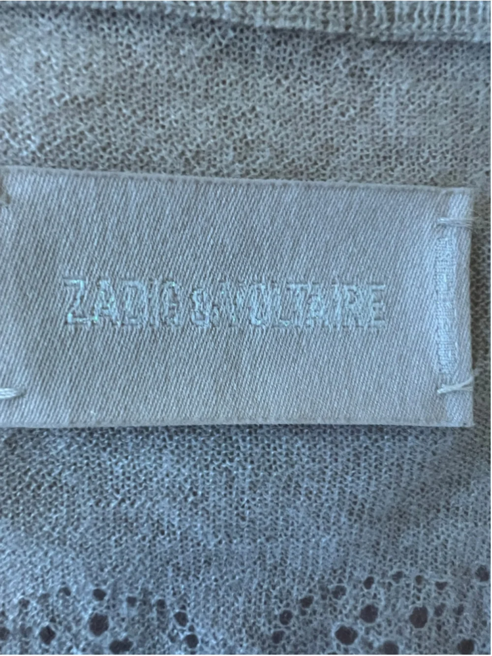 Zadig & Voltaire Beige Cashmere Short Sleeve Tee L Wings on Back Luxury